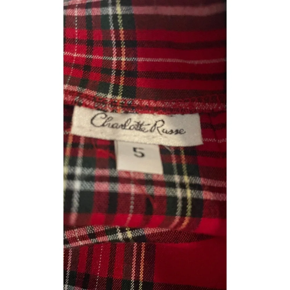 VTG Charlotte Russe 90s Schoolgirl Plaid Mini Skirt 5 Red Y2K Grunge Tartan‎
